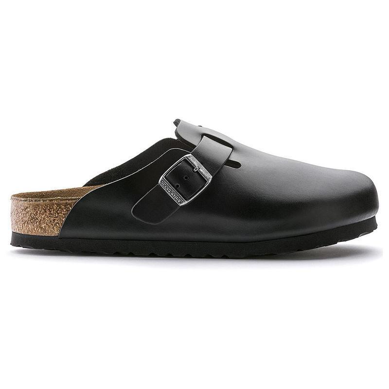 Birkenstock Soft Footbed Amalfi Læder Boston Dame Sort | DK 317ILH